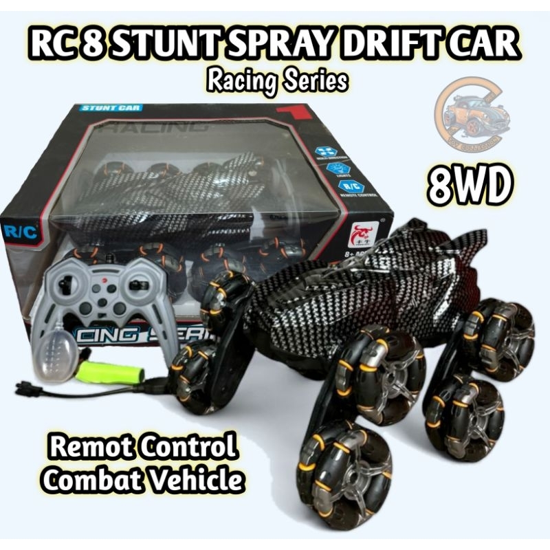 RC 8WD Stunt car spray 2.4GHz Mainan Mob remot stunt drift car asap 8 roda stunt car acrobat