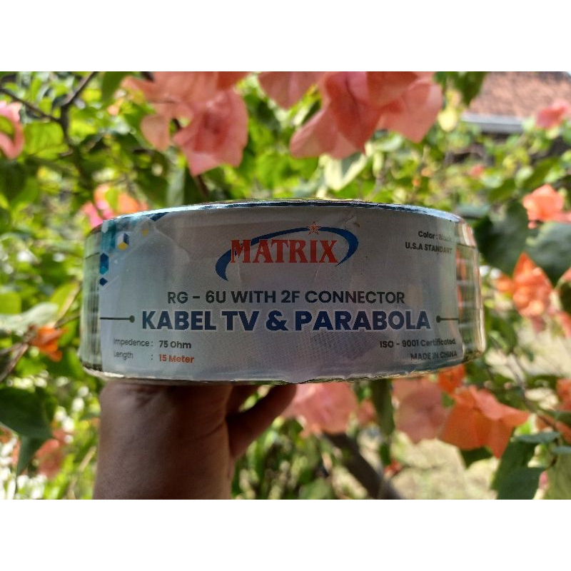 Kabel Antena TV/Parabola RG 6 Matrix 15 m (Free Packing Aman)
