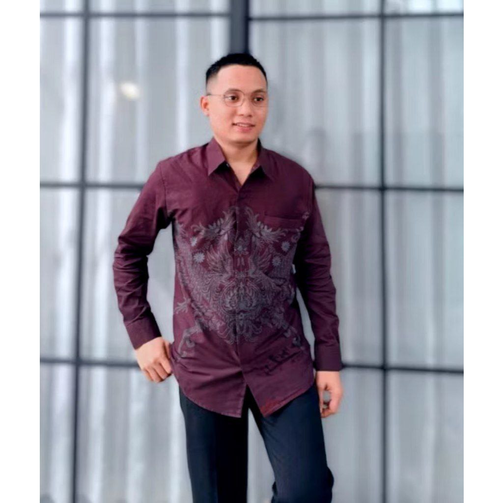 kemeja batik pria lengan panjang baju batik kekinian batik seragam kerja kantor modern murah hajatan