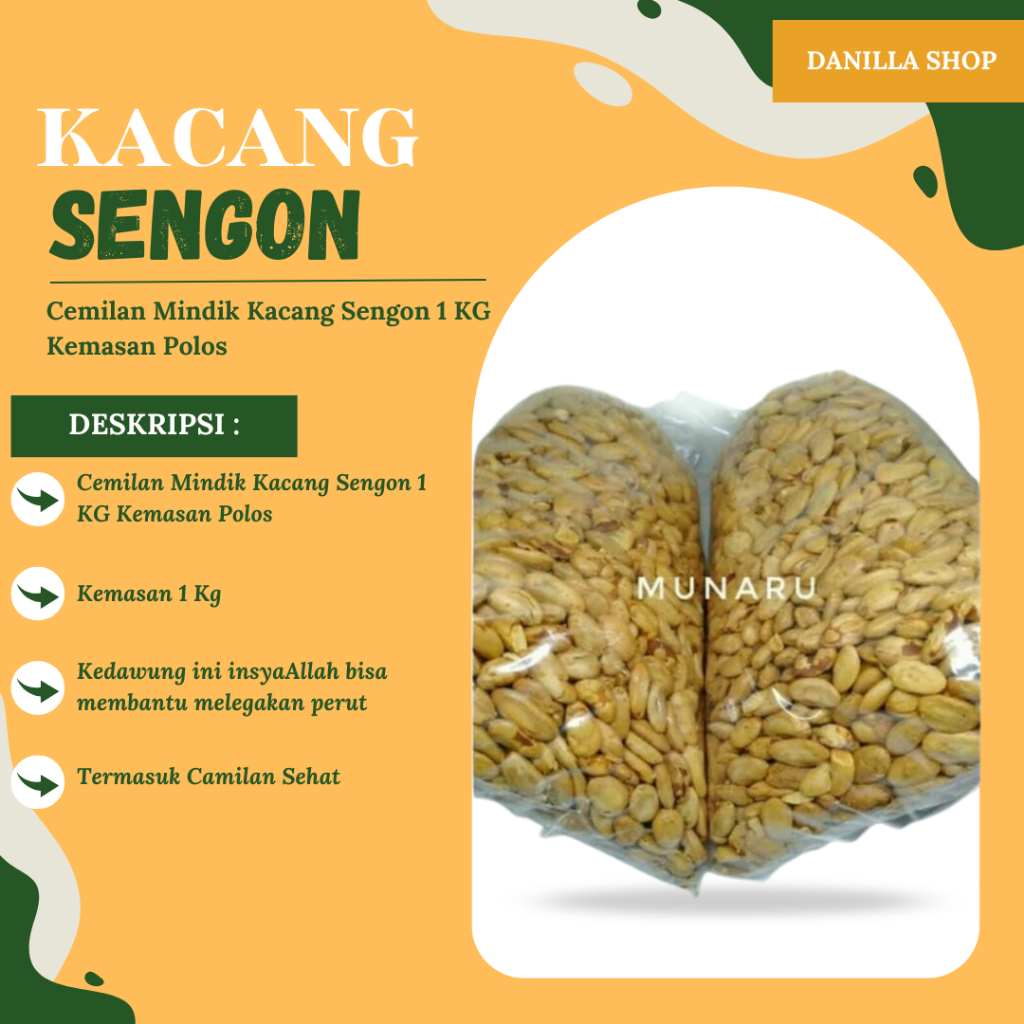 

Cemilan Mindik Kacang Sengon 1 KG Kemasan Polos Premium