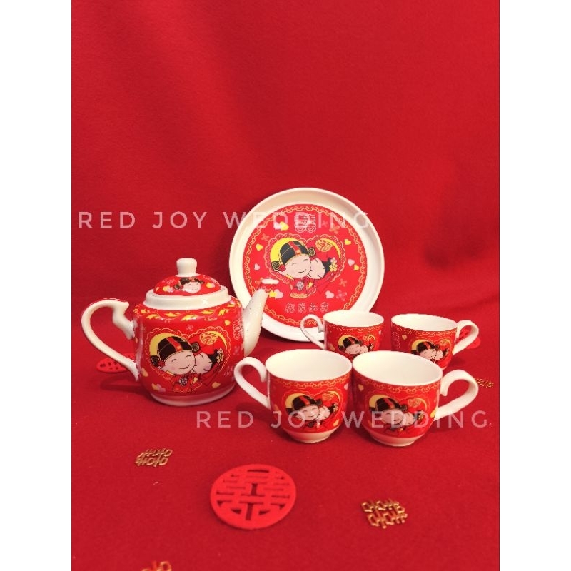 Tea Set Sangjit ShuangXi Chinese Wedding / Teapai Sangjit / Tea Set Sangjit 4 Cangkir