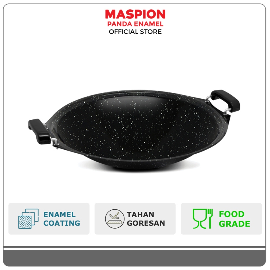 Maspion Panda Penggorengan Wajan Enamel Wajan Marbel 40 cm