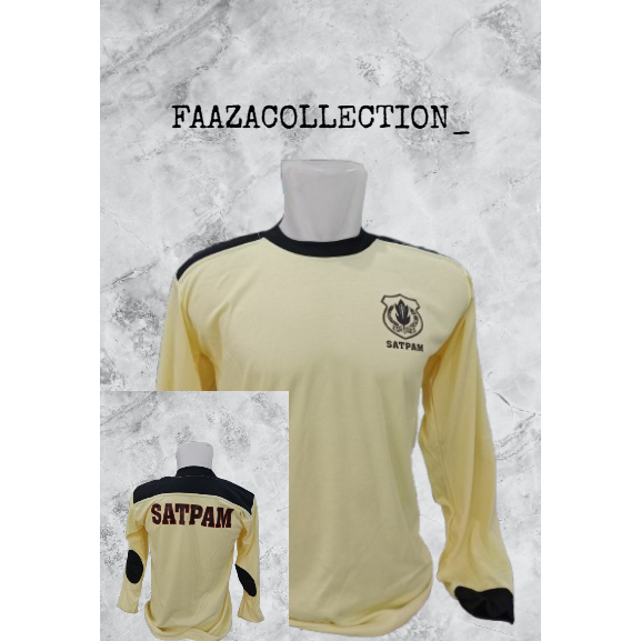 BAJU KAOS SECURITY SATPAM LENGAN PANJANG TERBARU/ KAOS SATPAM CREM LENGAN PANJANG