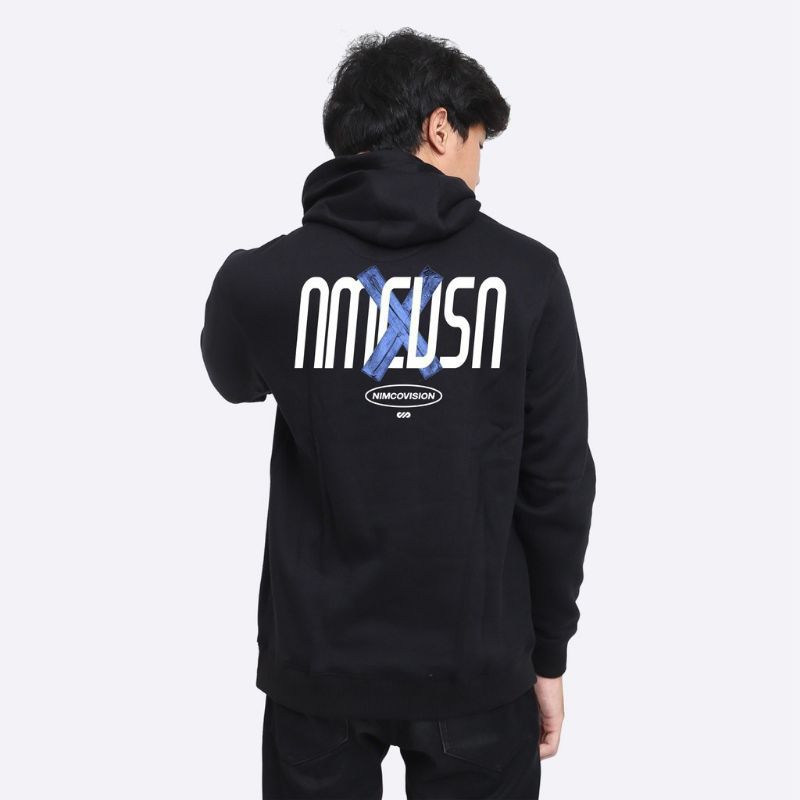 Nimco vsn blue x Hoodie black unisex_ sweater pria wanita