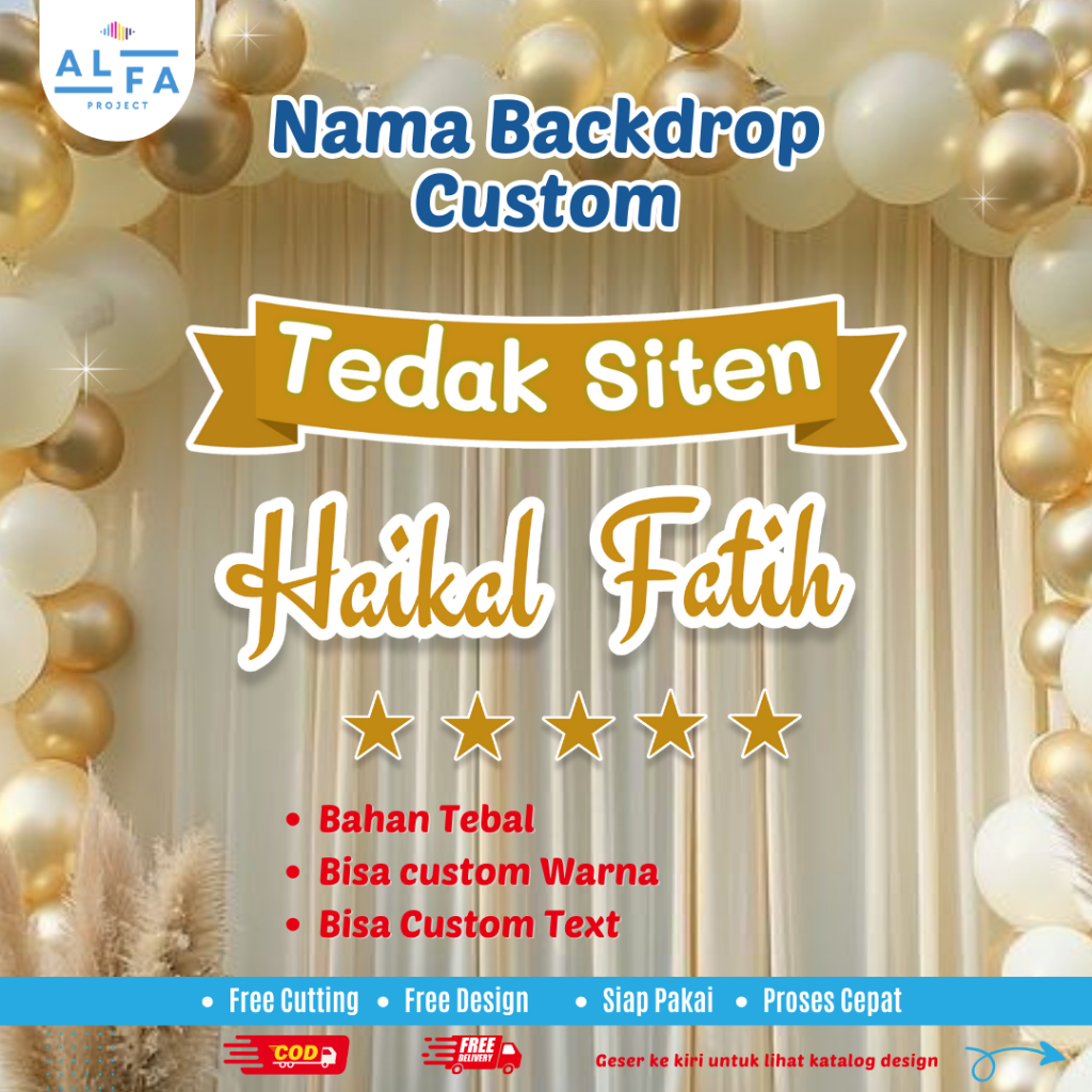 𝐃𝟗𝟔 Nama backdrop tedak siten custom | hiasan nama dinding dekorasi ulang tahu aqiqah is turning tul