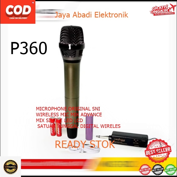 P360 MICROPHONE ORIGINAL SNI WIRELESS MIC MIK ADVANCE MIX SINGLE LED LCD SATUAN TUNGGAL DIGITAL WIRE