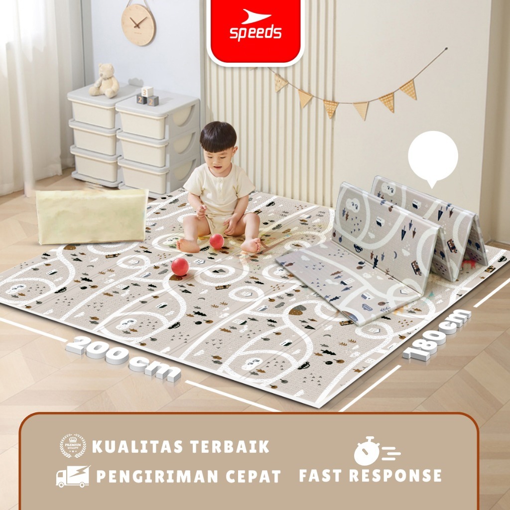 SPEEDS Playmate Bayi 200x180cm Tebal XPE Matras Anak Playmate Baby/alas lantai bayi/karpet lantai/Ka