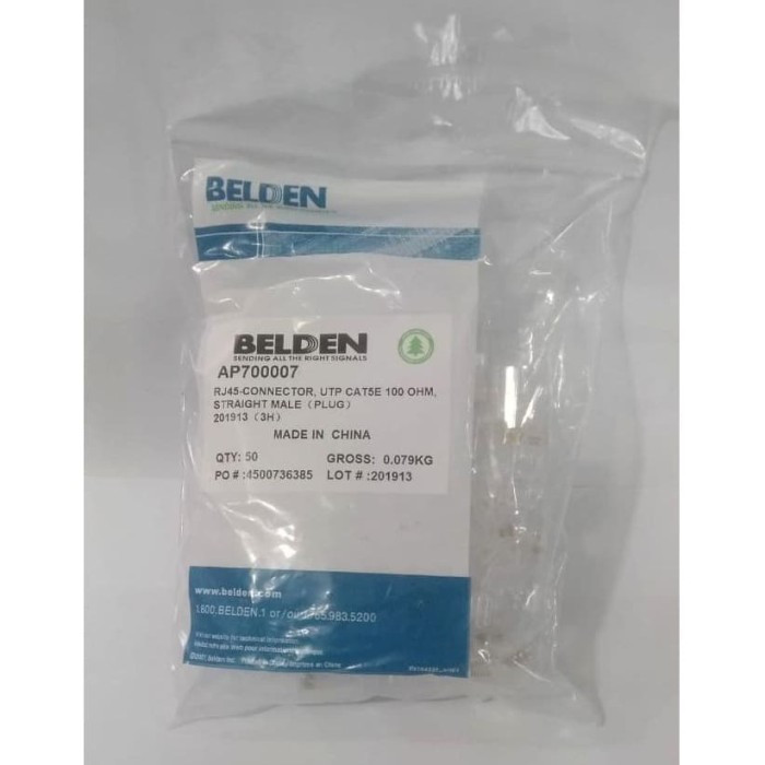 belden cat 5e konektor @50bh / konektor RJ45 belden cat5e / RJ45 cat 5/  Belden AP70007 Konektor RJ4