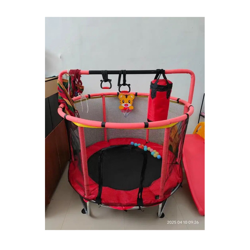WTS NEGO Tipis BNIB // trampolin anak merk SPEEDS jumbo warna merah lengkap BARU