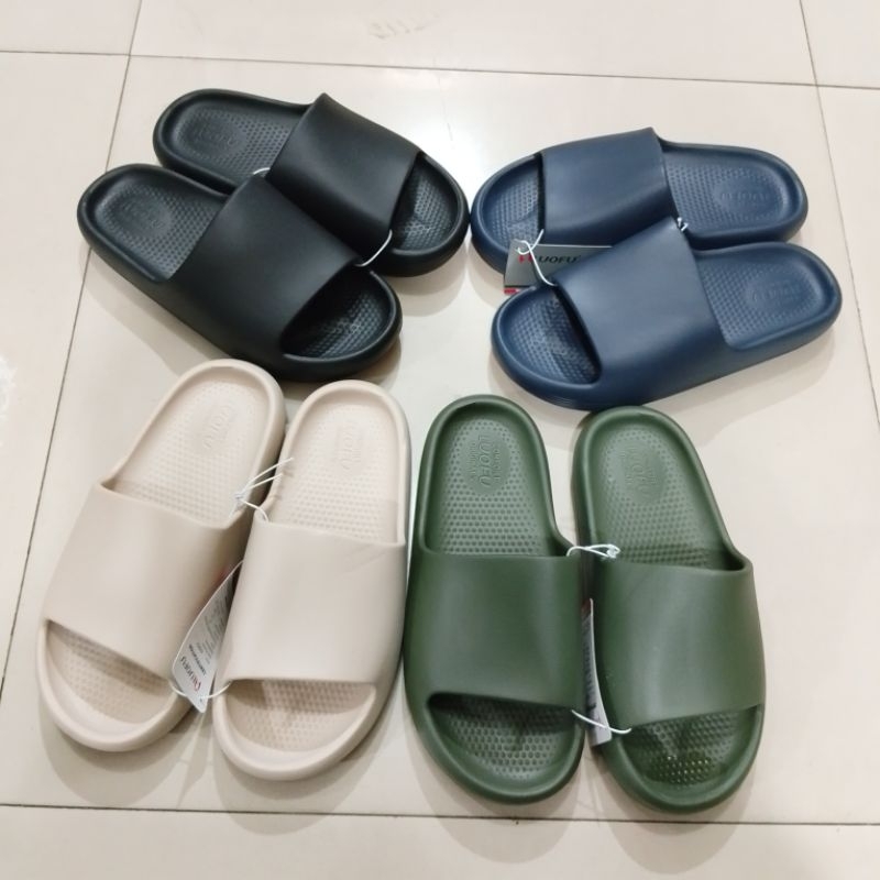 Sendal Selop Pria Polos Merk LUOFU/Sandal Cowok Keren Ringan Dan Nyaman Dipakai