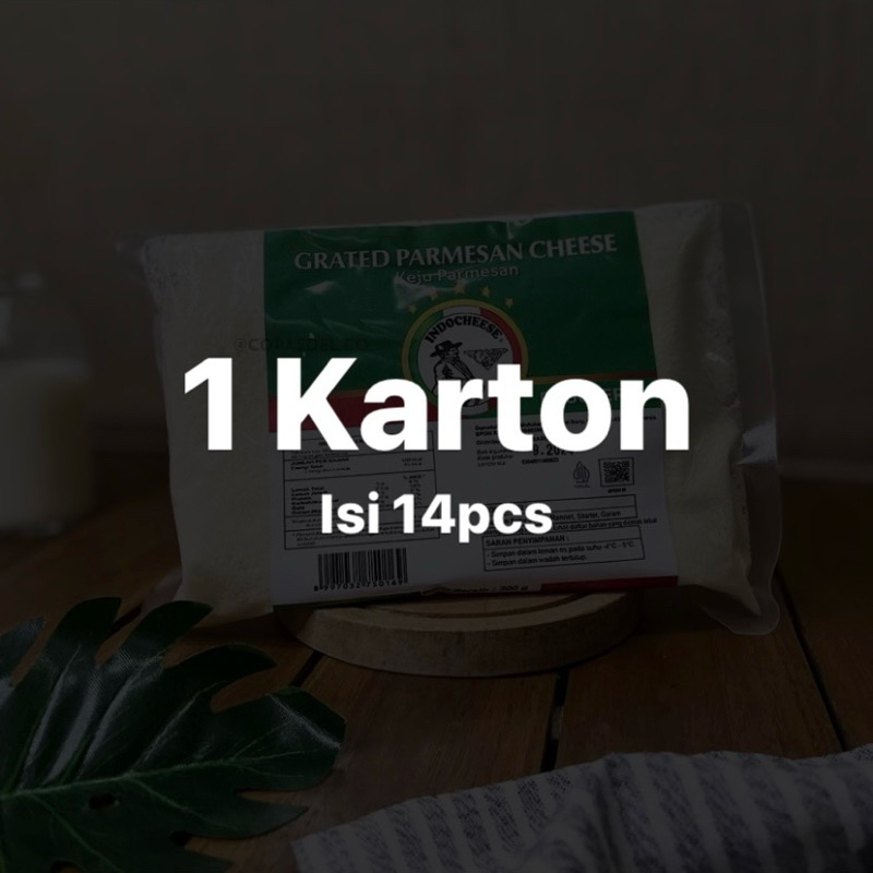 

1 KARTON/DUS Indocheese Keju Parmesan | Grated Parmesan Cheese 300gr | 100% halal