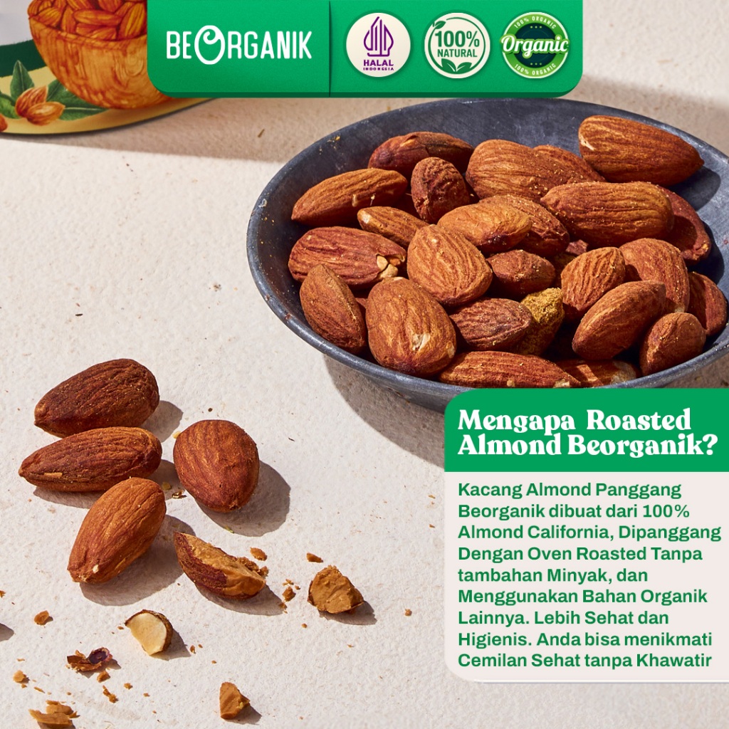 

Beorganik Roasted Almond Original Flavour - Almond Panggang Coated Cemilan Sehat
