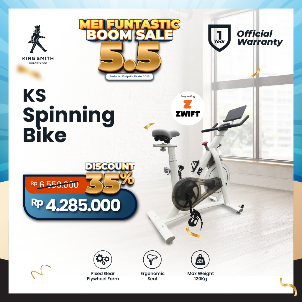 Kingsmith KS Spinning Bike With Zwift - Sepeda Statis Indoor Fitness