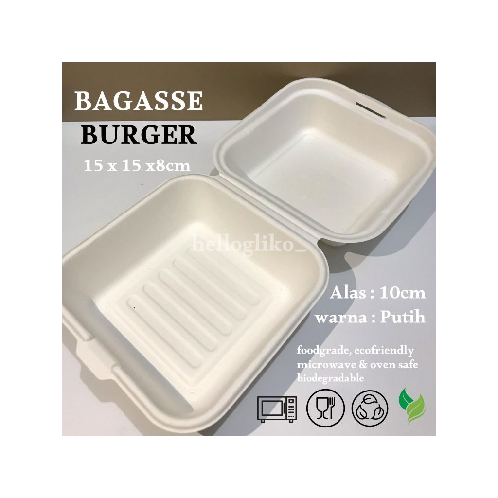Bagasse Burger Box Diameter 10cm (15x15x8cm)