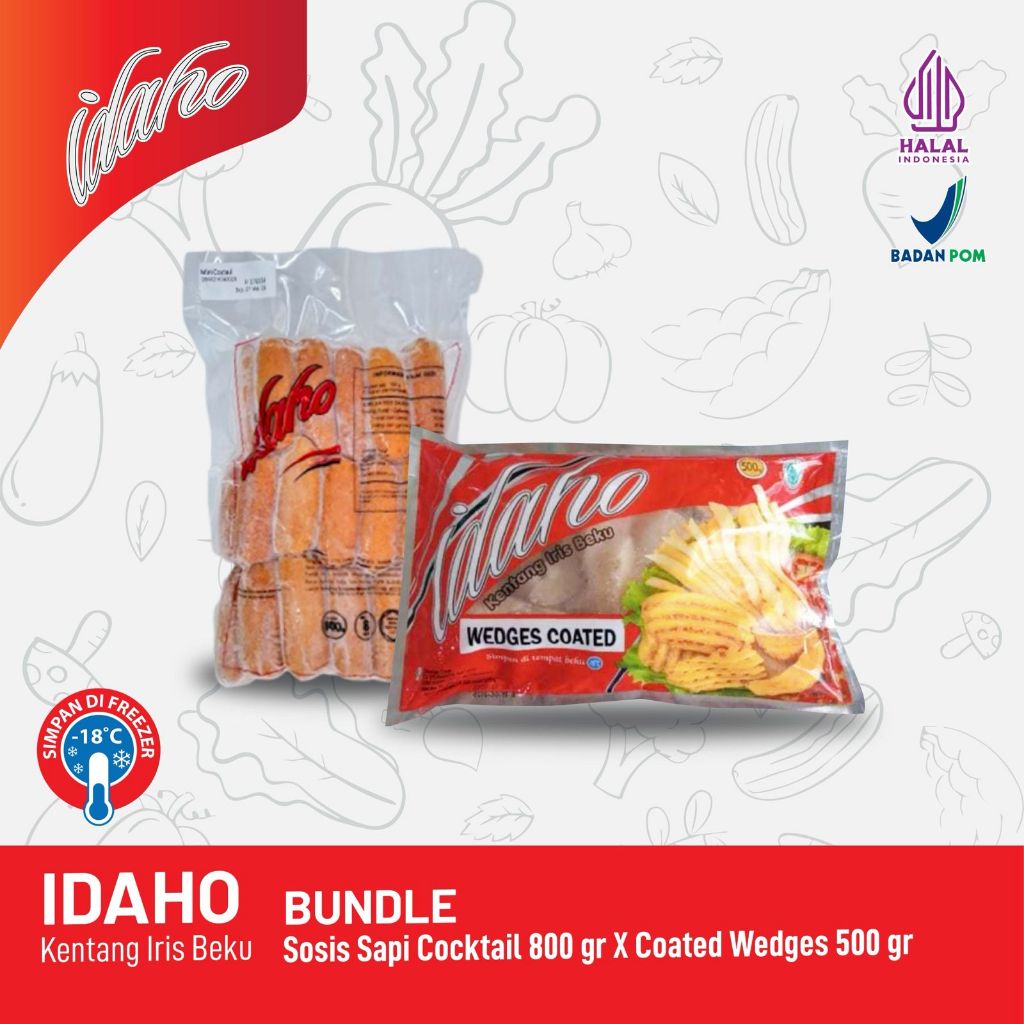 [BUNDLE] IDAHO Sosis Sapi Cocktail 800 Gr x IDAHO Coated Wedges 500 Gr