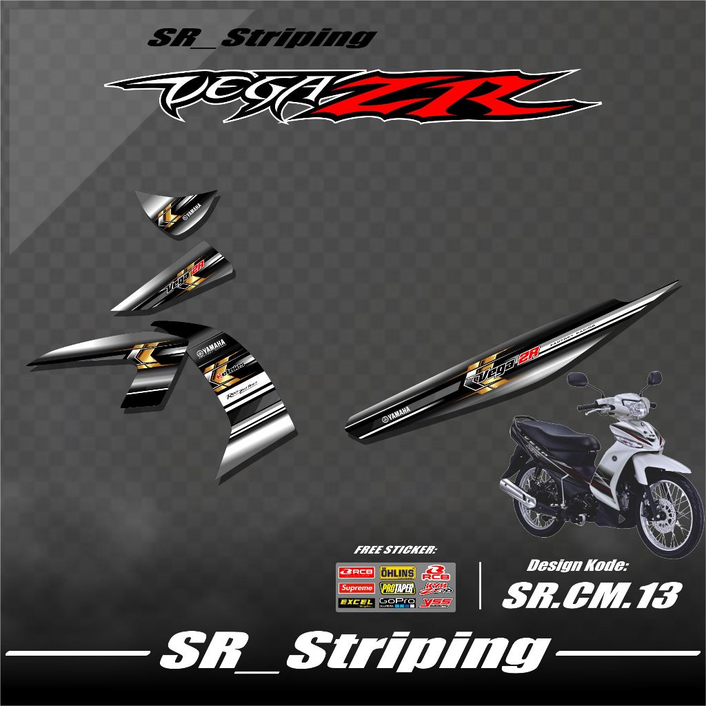 Striping Sticker Vega ZR Variasi / Stiker Vega ZR / Variasi Vega ZR - Bonus Stiker Sponsor SR.13