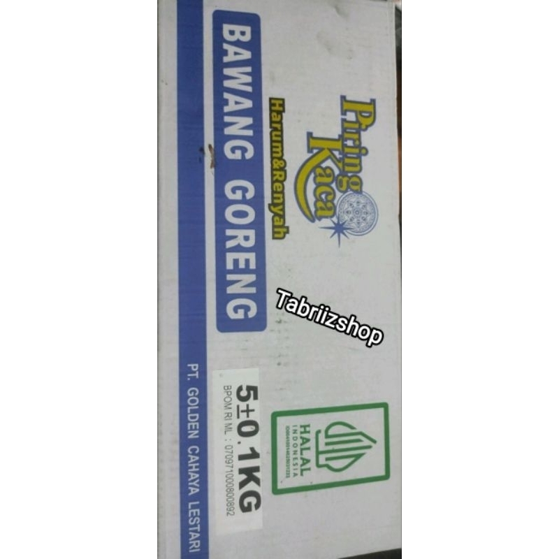 

Bawang Goreng Cap Piring Kaca Kemasan Kotak [5Kg]