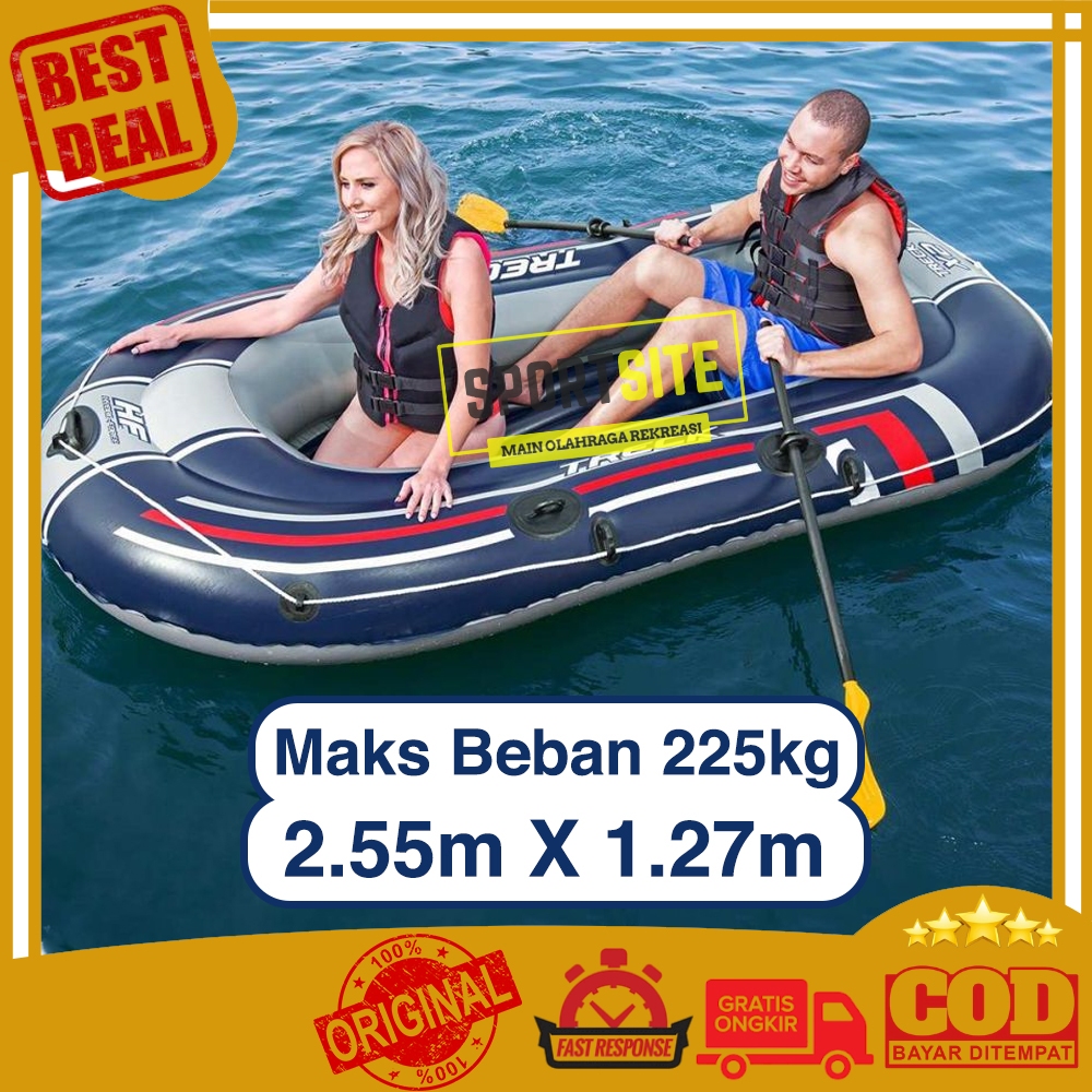 Bestway Hydro Force Treck X2 Boat Set. Perahu Karet + Dayung Oars + Pompa