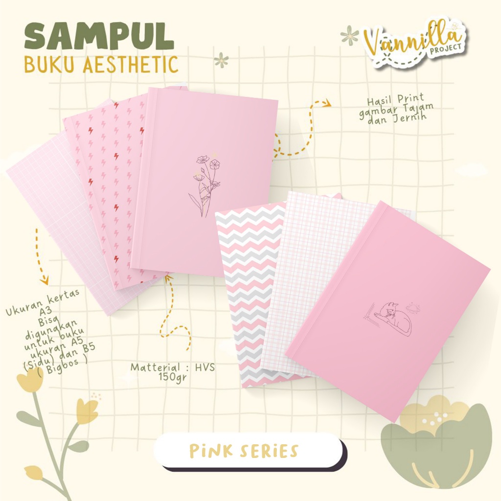 

8 Lembar Sampul Buku Aesthetic A5 & B5 Pink Series Vannilla Project