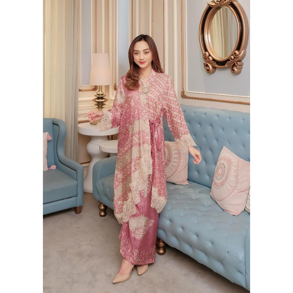 Kimono Set Blouse Batik Kimono Dan Rok Lilit Batik Modern