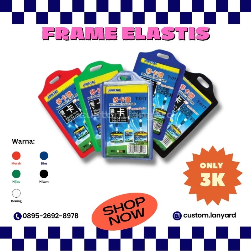 

Frame ID card Elastis tidak kaku anti patah