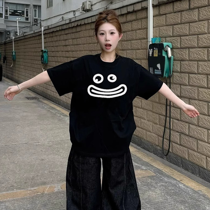 T-Shirt Wanita Hitam Lengan Pendek - Motif Kreatif & Aesthetic 2025  Katun Premium Bernapas Tipis  D