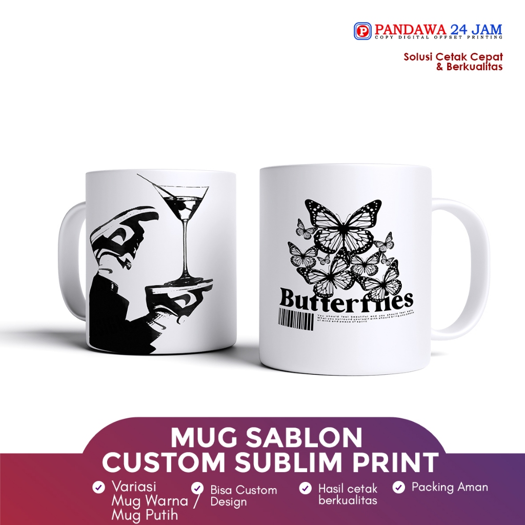 Cetak Mug Custom + Kardus || Mug Polos Cetak || Mug Warna Dalam || Mug Bunglon