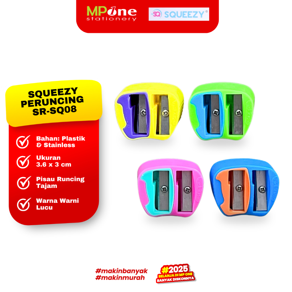 

Squeezy Peruncing Pensil Mini 2 Lubang SR-SQ08 / Rautan Pensil Manual Warna Warni Squeezy (Minimal order 3PCS)