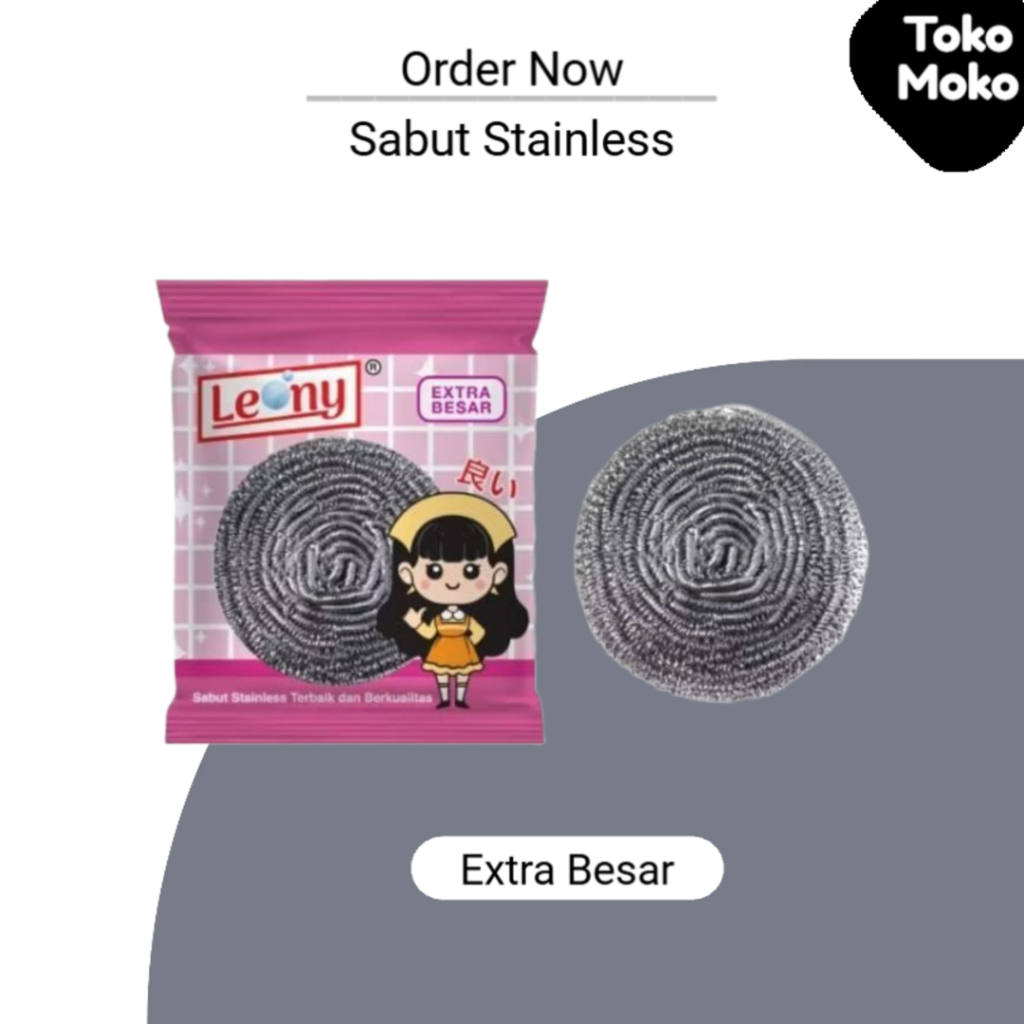 Sabut Stainless Leony Extra Besar / Gosok Panci / Kawat Cuci Piring Panci Wajan / Kawat Gosok