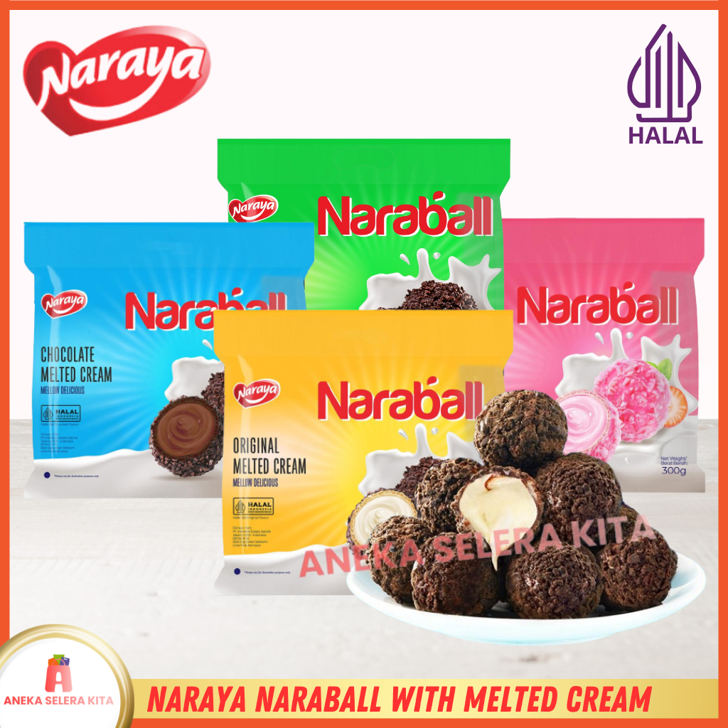 

Naraya Naraball Wafer Melted Cream Rasa Original, Chocolate, Strawberry & Pandan Halal 300gr
