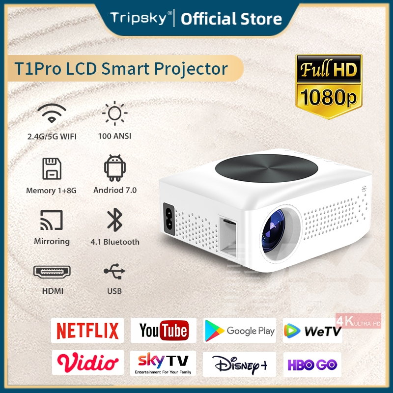 Tripsky T1pro Proyektor mini Portable Lcd Proyektor Android mini Home Theater Android Proyektor