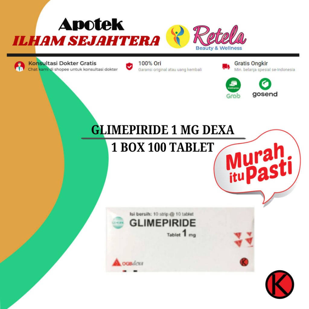 GLIMEPIRIDE 1 MG 1 BOX 100 TABLET DEXA