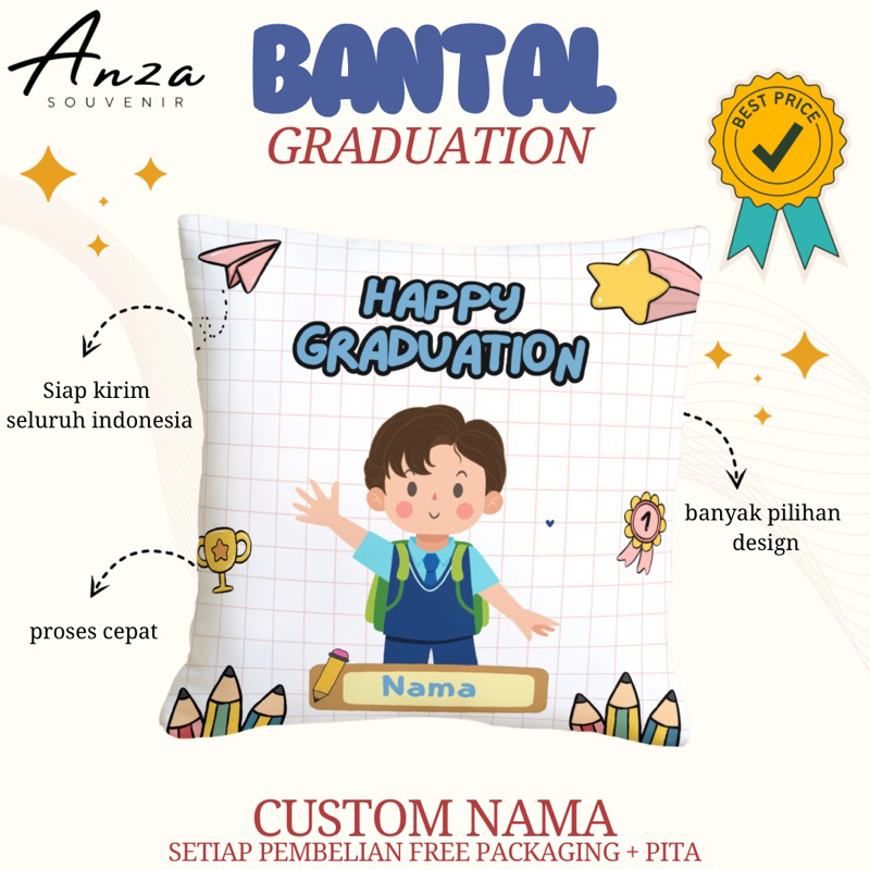 BANTAL WISUDA / BANTAL FOTO PRINTING / BANTAL CUSTOM PRINTING / BANTAL GRADUATION / HADIAH WISUDA