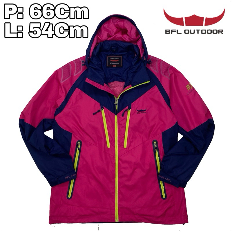 J150 Jaket Parasut Waterproof BFL Outdoor Pink  Tahan Air Olahraga Hiking Pendaki Gunung