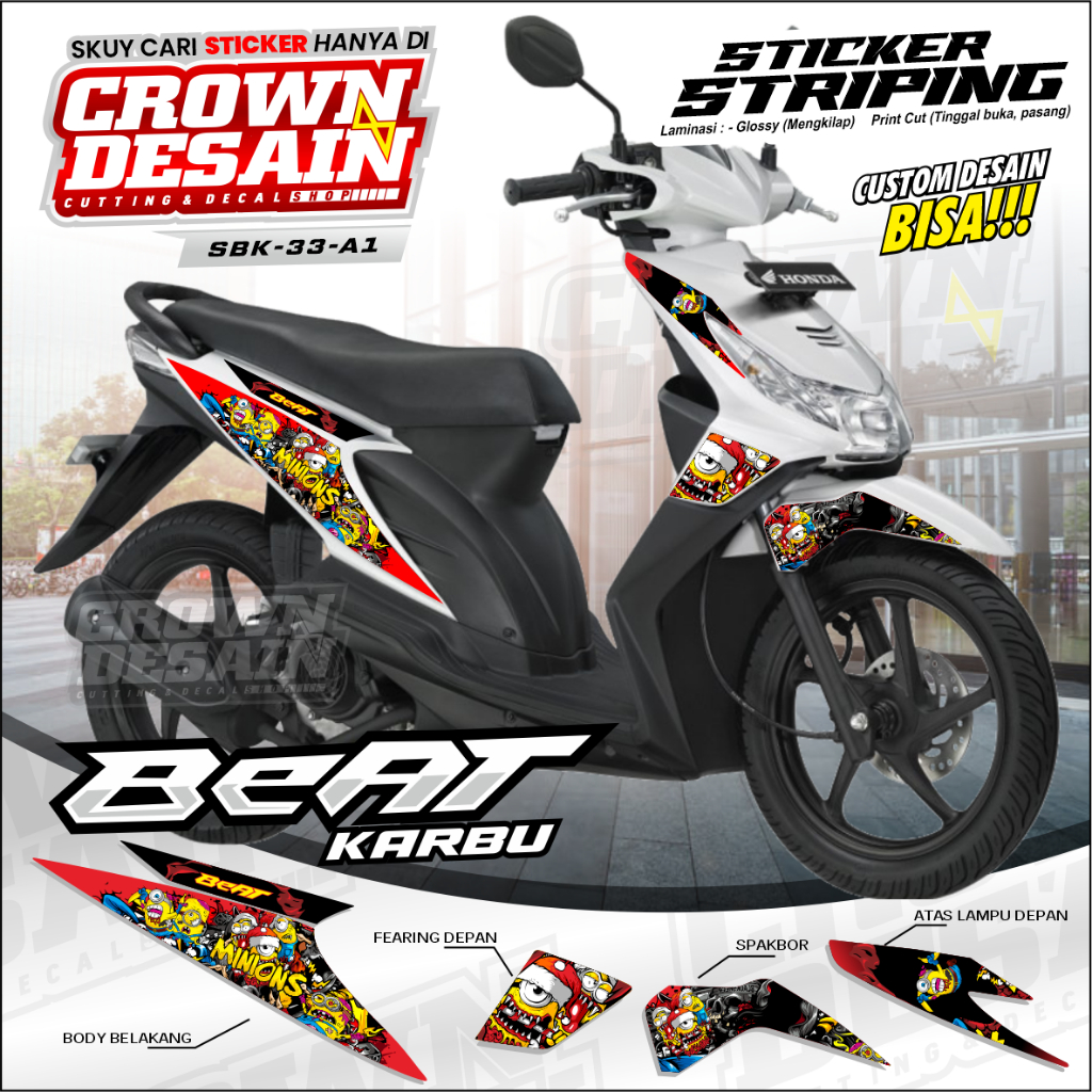 STRIPING STIKER BEAT KARBU/STIKER LIST BODY HONDA BEAT/CUSTOM DESAIN