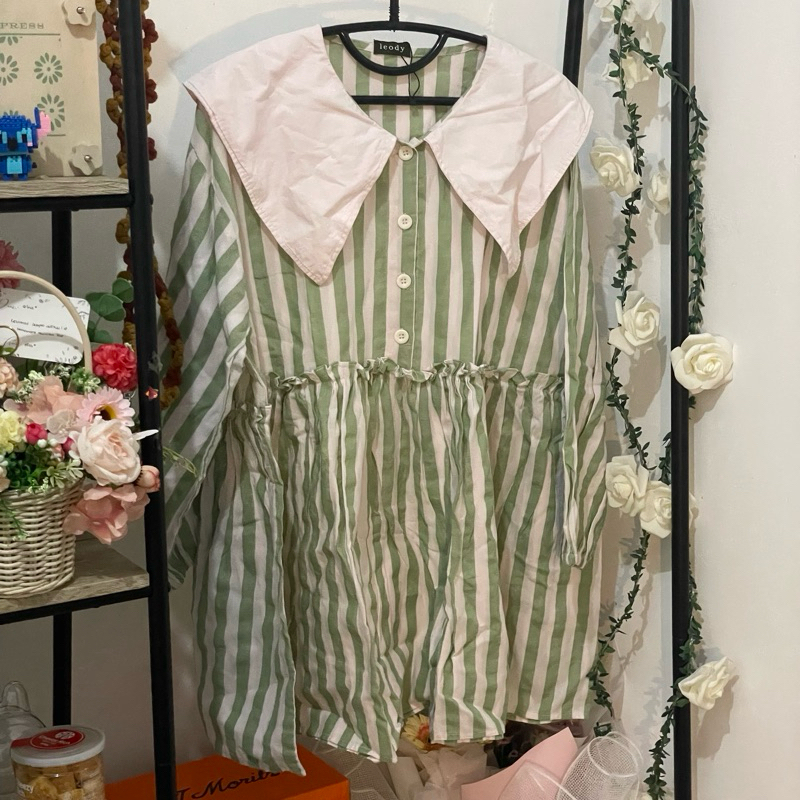 Blouse || Green Strip by NARA PRELOVED