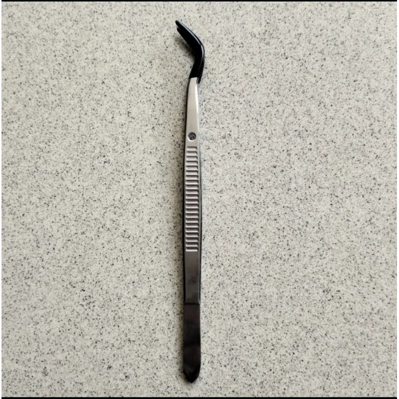 

Pinset uang kertas peranko koin micro ujung hitam bengkok plastik karet 15 cm