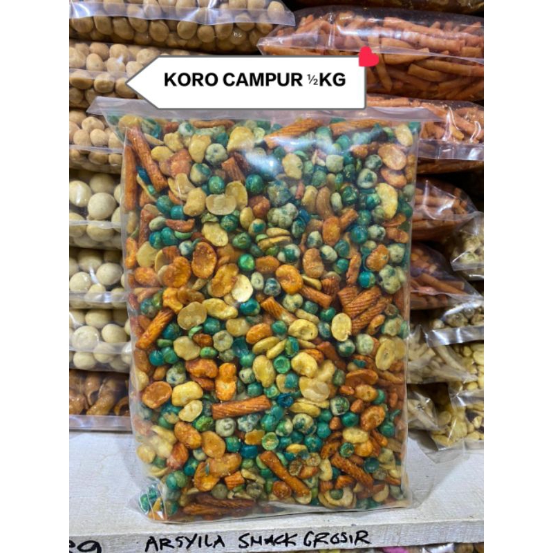 

Snack Kiloan Koro Campur Jaipong,Mix /500gr Pedas/manis