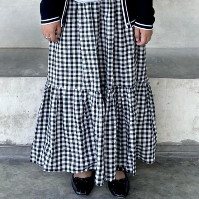 Rok Panjang Kotak Kotak / Gingham Skirt / Rok Tartan Wanita / Rok Kotak Kotak Wanita / Ruffle Skirt