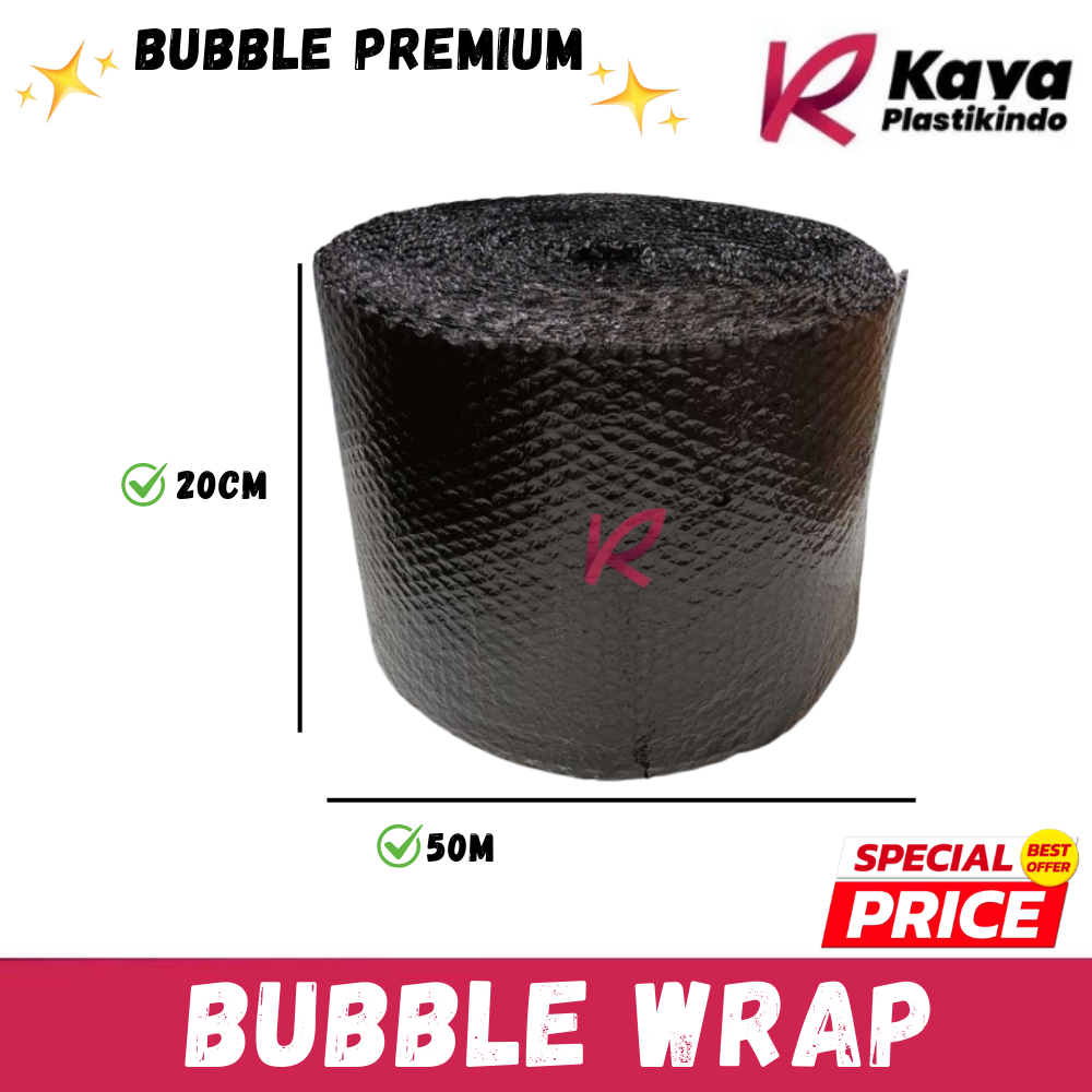 

BUBBLE WRAP 20CM X 50M / BUBBLE PACKING/ BUBBLE PREMIUM/ BUBBLEWRAP/ BUBBLE WRAP (HITAM-BENING)