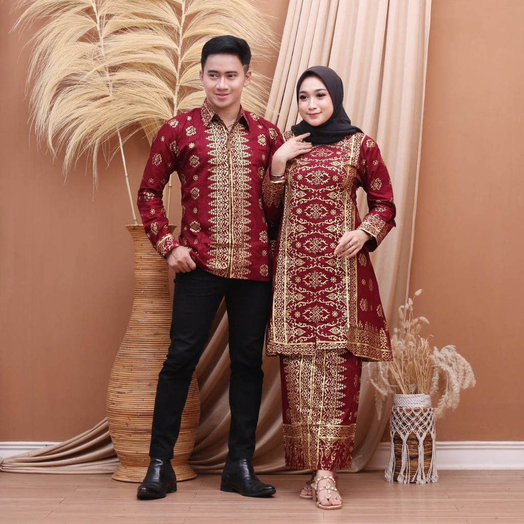 Dolbatik - Baju Couple Kebaya Rok Tunik Batik Motif Songket Palembang