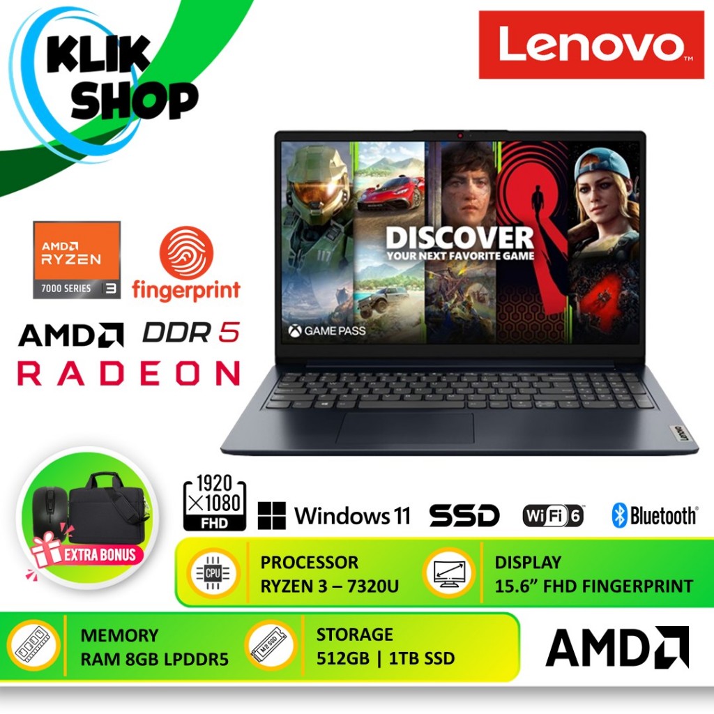 LENOVO Slim 1 15 AMD RYZEN 3 7320 8GB 1TB SSD FHD Windows 11 Home