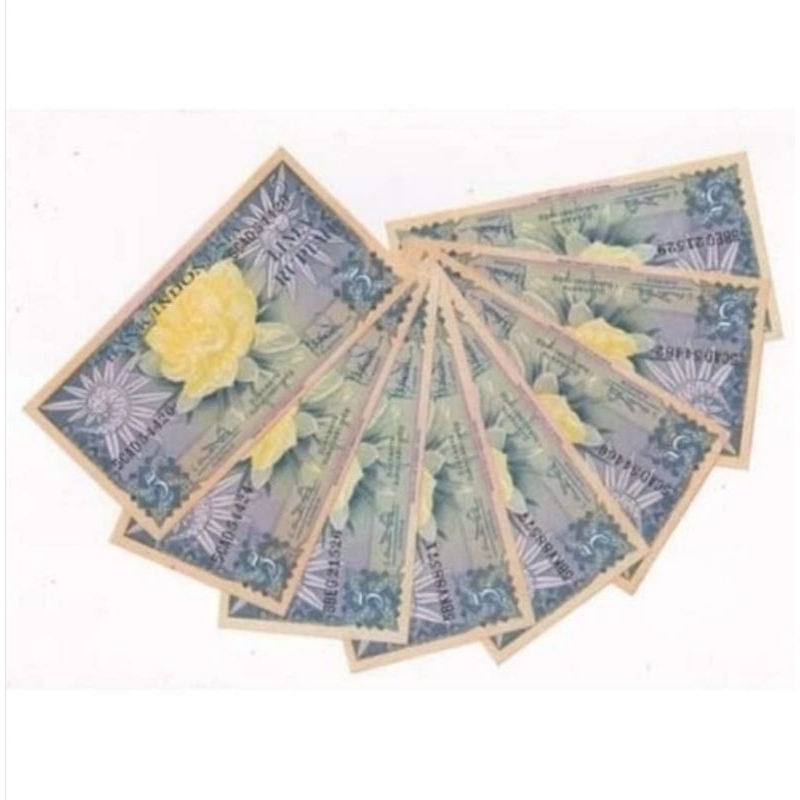 uang kuno lima rupiah. 5 rupiah seri bunga 1959