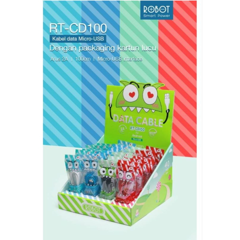 Kabel Data Robot RT-CD100/RT-CD100S Candy Colorfull 1M