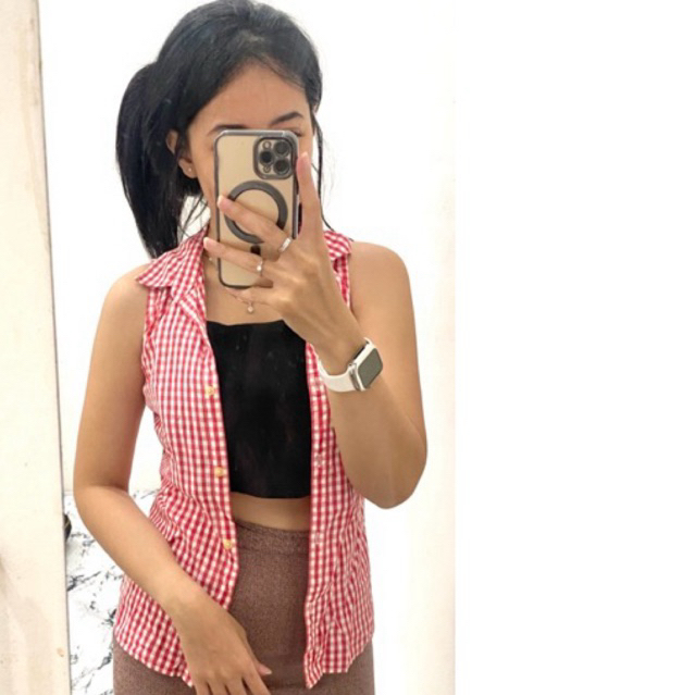 preloved kemeja vest kotak kotak merah