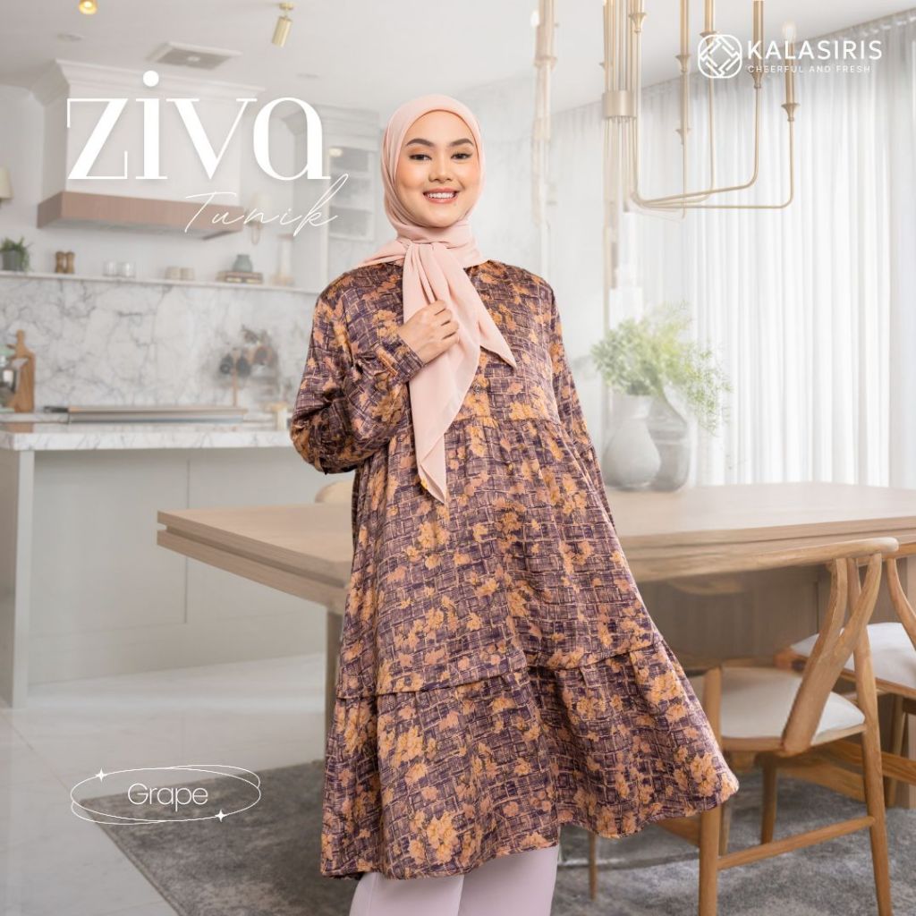 Kalasiris Ziva Tunic Wanita Midi Bahan Givency Lux