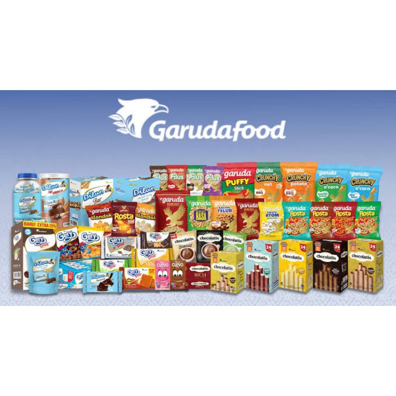 

Garudafood Snack HET 1000 . Chocolatos, Enaknya Ada Garuda, Gery, Gery Salut, Prochiz Slice, Dilan, Skippy, Clevo .