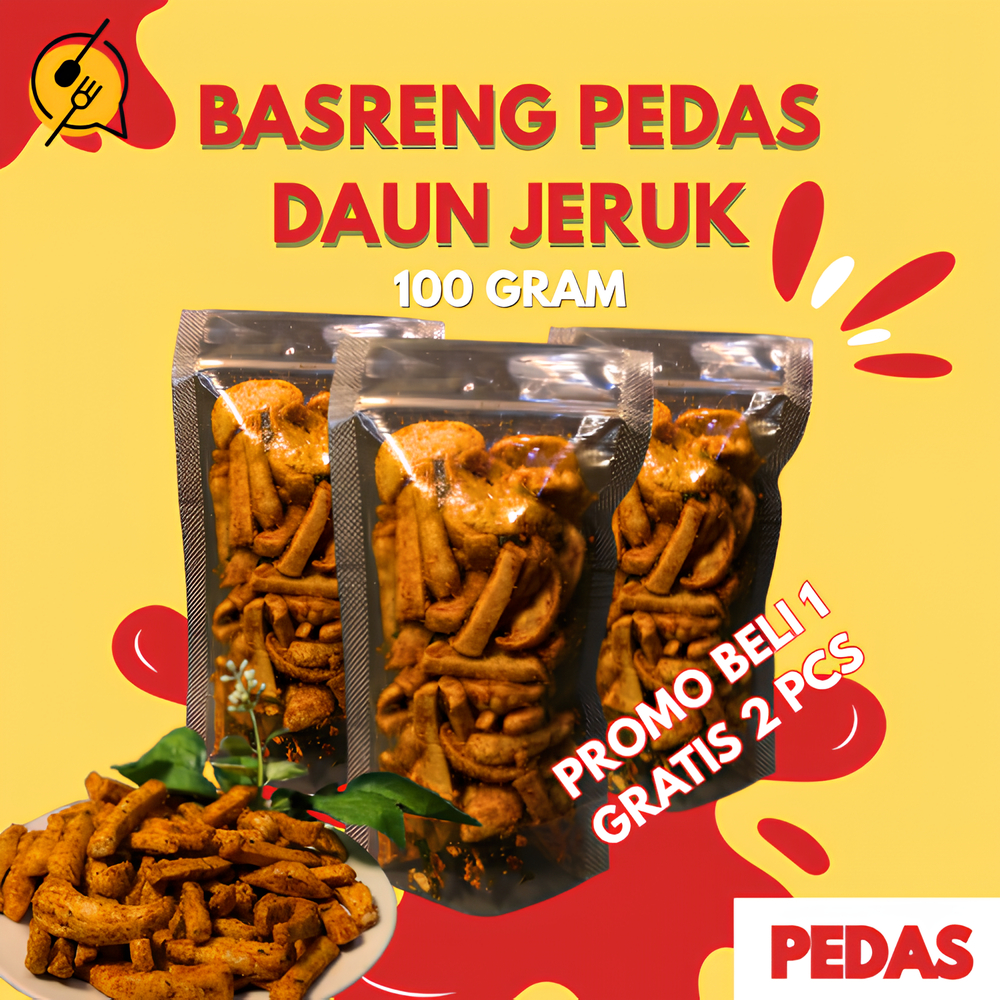 

BASRENG PEDAS DAUN JERUK AKSNACK 100 Gram - PROMO BELI 1 GRATIS 2