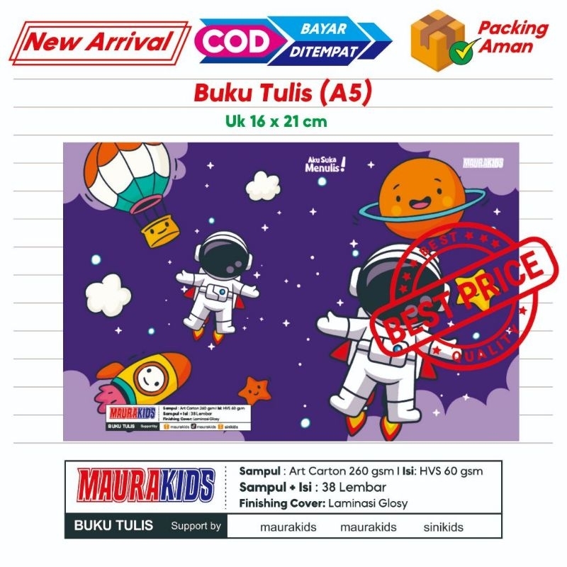 

BUKU TULIS ANAK (A5) KWARTO LUCU UNIK MENARIK Books