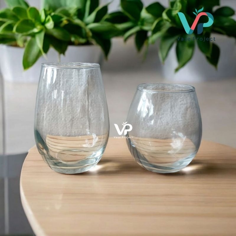 Vas Bunga Kaca Bulat Dan Tatakan Kayu Rustic | Terarium Kaca | Vas Kaca Estetik | Vasquarium | Pot T